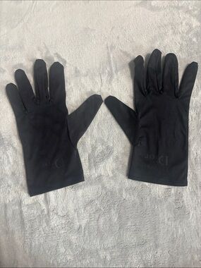 Dior Black Embossed Logo Satin Gloves